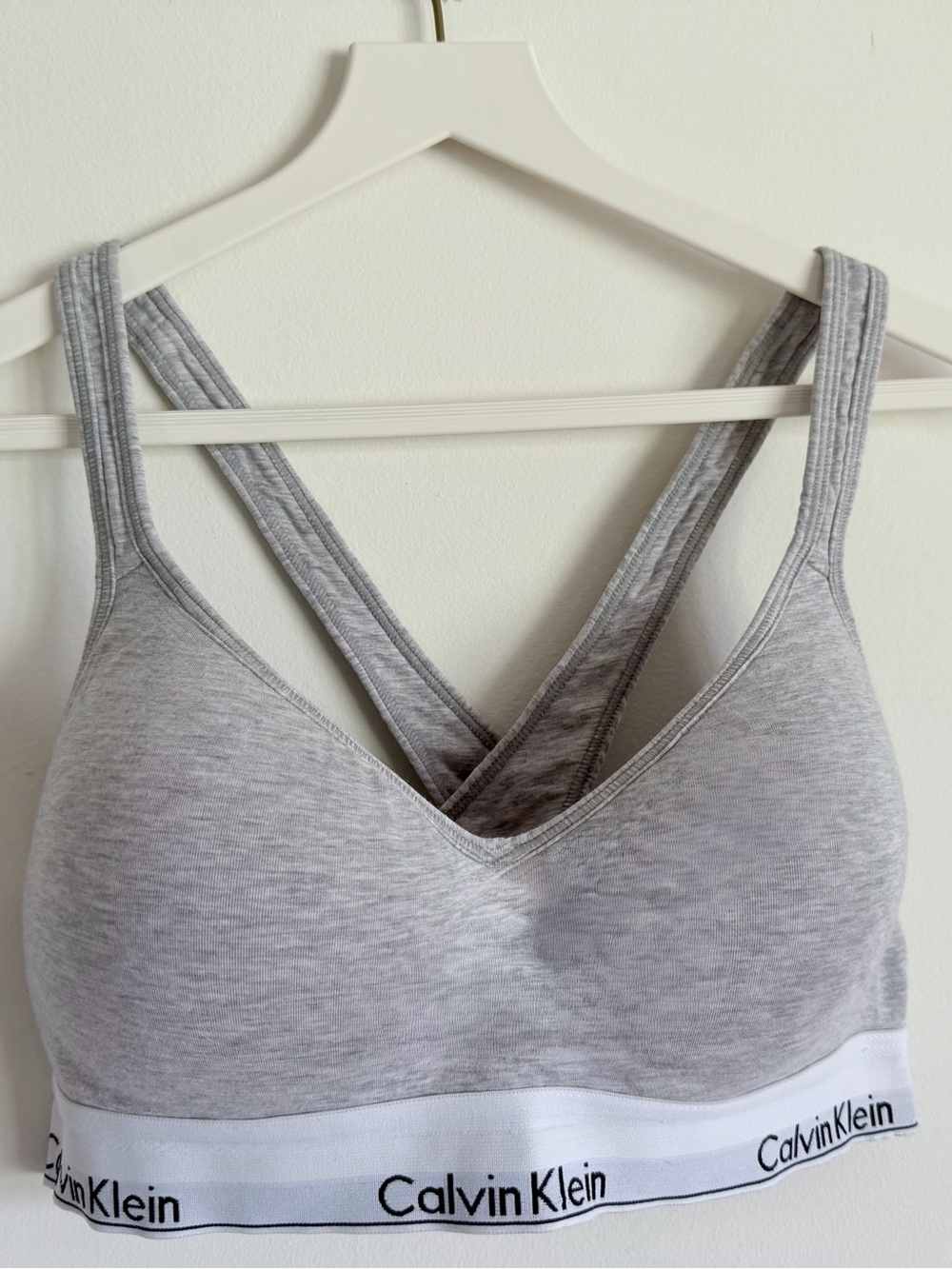Calvin Klein Light Gray Crossover Wireless Bralette